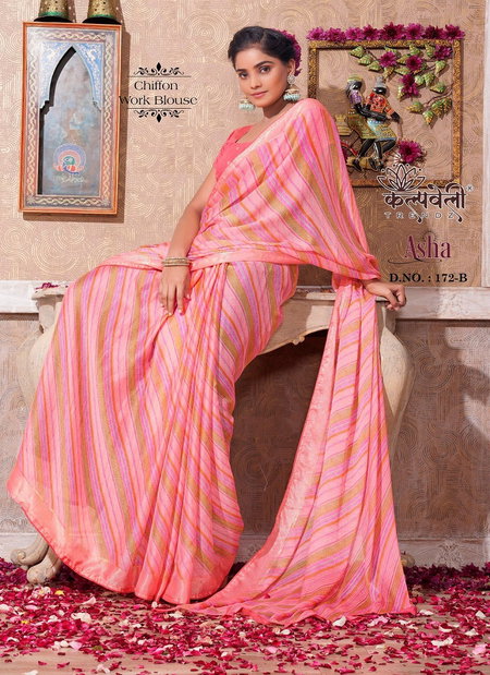 Asha 172 By Kalpatru Printed Designer Mosh Chiffon Sarees Wholesale Shop In Surat