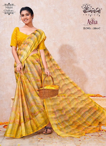 Asha 204 By Kalpatru Nilgiri chiffon Printed Sarees Wholesale Price In Surat Catalog