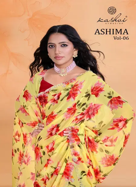 Ashima Vol 6 By Kashvi Georgette Daily Wear Sarees Wholesale Online
 Catalog