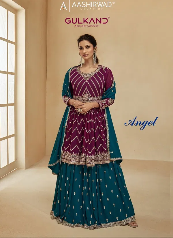 ASHIRWAD ANGEL Heavy Blooming Georgette With Heavy Sequence Work Sharar Salwar Suit