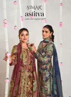 Astitva By Glossy Jam Satin Printed Embroidery Dress Material Exporters In India