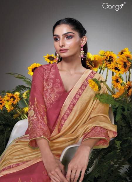 Aswara 2151 By Ganga Bemberg Silk Heavy Printed Dress Material Wholesalers In India Catalog