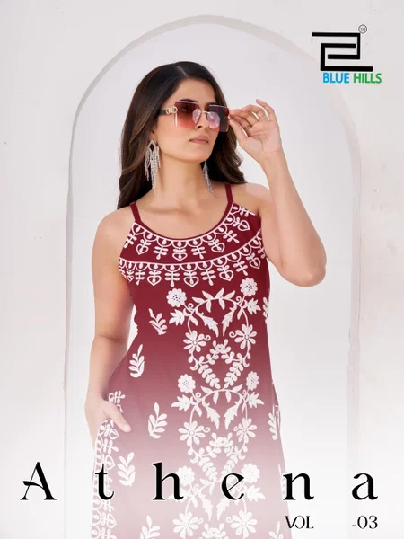 Athena Vol 3 By Blue Hills Rayon Sleeveless Ladies Kurtis Wholesale Shop In Surat