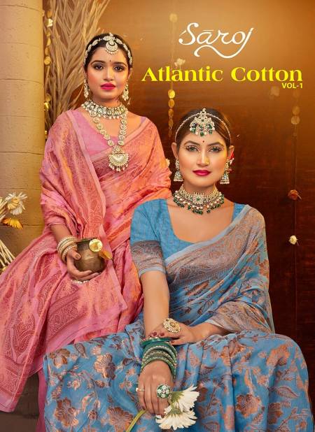 Atlantic Cotton Vol 1 By Saroj Soft Cotton Rich Pallu Designer Sarees Wholesale Price In Surat