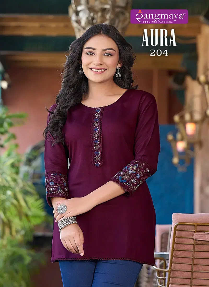 Aura Vol 2 By Rangmaya Rayon Tunic Ladies Top Exporters In India Catalog