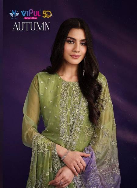 Autumn By Vipul Organza Embroidery Designer Salwar Suits Wholesale Price In Surat Catalog