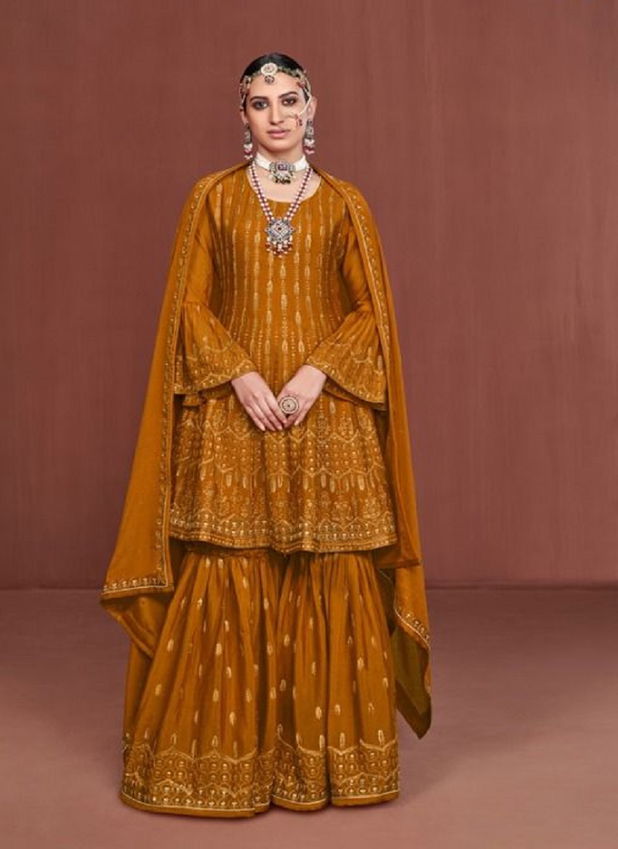 AVANTI Heavy Wedding Wear Pure chinon silk New Designer Sharara Suit Latest Collection