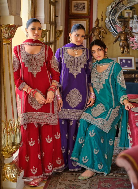 Avantika By Eba Chinon Embroidery Readymade Suit Suppliers In India