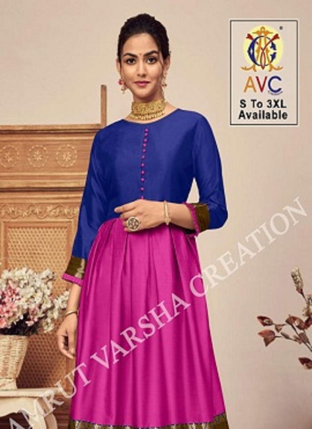 Avc Antra 1 Lichi Latest Fancy Festive Wear Silk Jacquard Designer Anarkali Kurtis Collection
