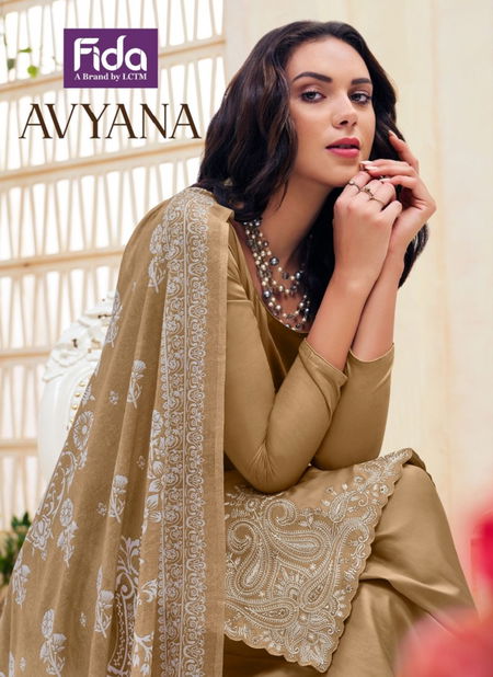 Avyana By Fida Embroidery Cotton Satin Dress Material Wholesale Clothing Suppliers In India Catalog