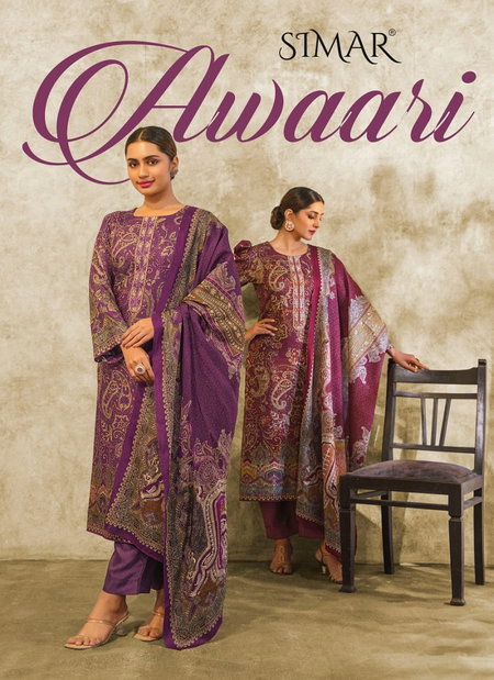 Awaari By Glossy Embroidery Pashmina Dress Material Wholesalers In Delhi