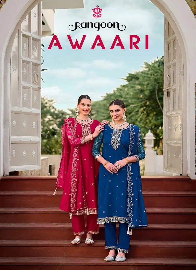 Awaari By Rangoon Muslin Embroidery Readymade Suits Suppliers In India Catalog