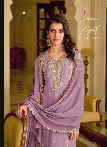 Ayat Color By Eba Chinon Embroidery Readymade Suits Wholesale Shop In Surat Catalog