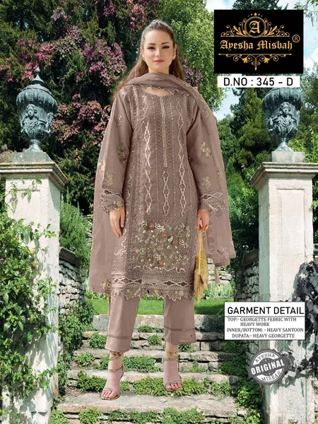 Ayesha Misbah 345 A To F Georgette Pakistani Salwar Suits Exporters In India