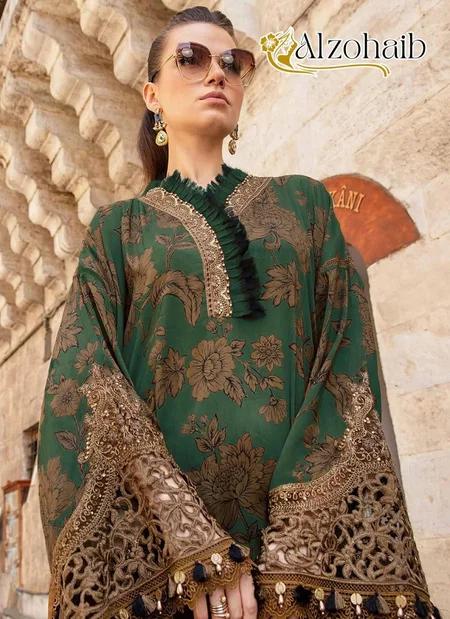 Az 1084 To 1085 By Alzohaib Cotton Embroidery Wholesale Pakistani Suits In India
