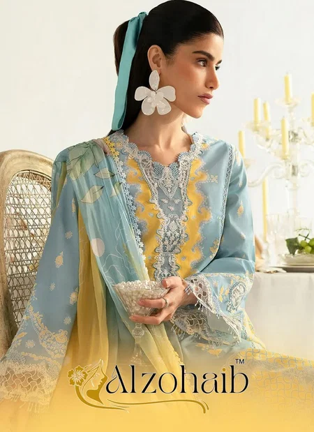 Az 1294 To 1300 By Alzohaib Cotton Dupatta Online Pakistani Salwar Suits Wholesale