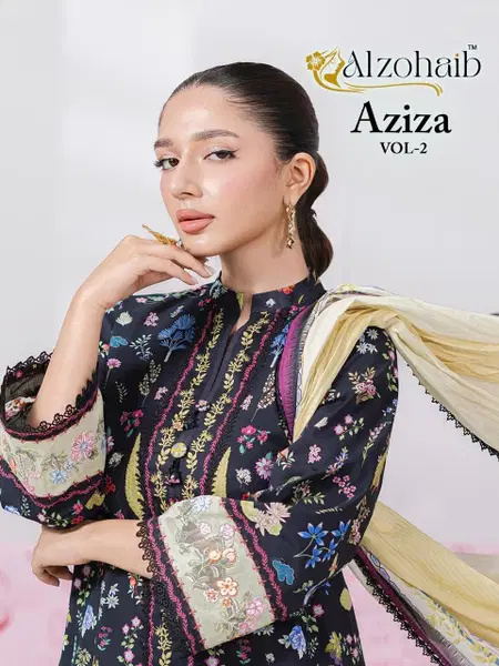 Aziza vol 2 By Alzohaib Cotton Dupatta Pakistani Salwar Suits Wholesale Market In Surat