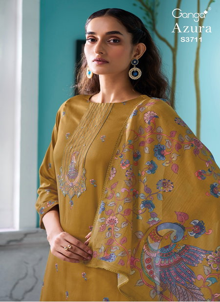 Azura 3711 By Ganga Cotton Satin Designer Salwar Suit Wholesalers In Surat