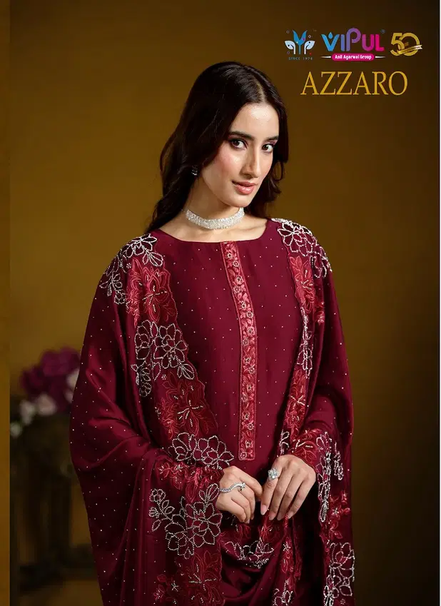 Azzaro By Vipul Swarovski Embroidery Work Designer Suits Wholesale Market In Surat