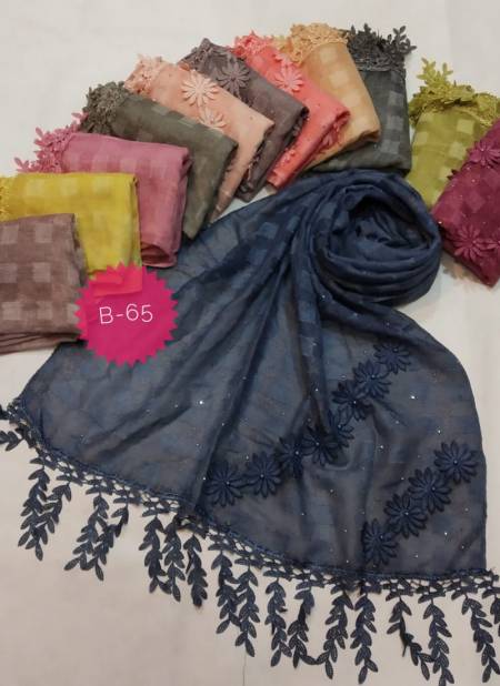 B 65 Chex Style With Flower Work  Hijab Collection 