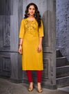 Baanvi Ekta 1 Latest Casual Wear Slub Embroidery Kurti Collection