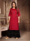 Baanvi Nusrat 1 Fancy Ethnic Wear Rayon Slub Hand Work Kurti With Bottom Collection
