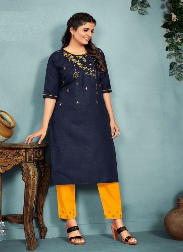 Baanvi Parampara 1 New Exclusive Wear Designer Cotton Embroidery Kurti With Pant Collection