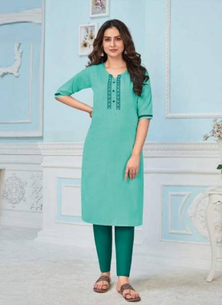 Baanvi Rang 1 Classic Ethnic Wear Slub Cotton Fancy Designer Kurti Collection