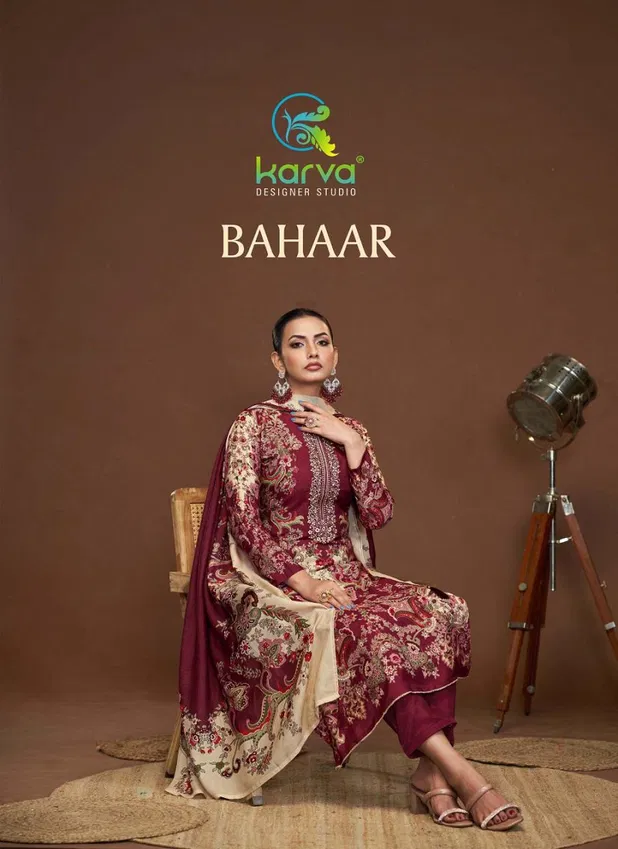 Bahaar By Karva designer Viscose Digital Printed Dress Material Wholesale Online