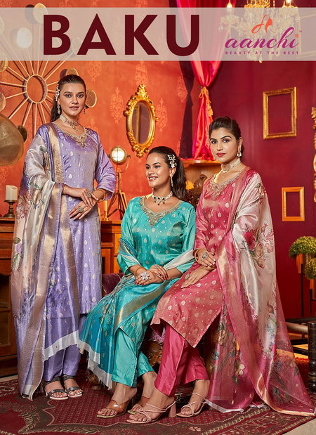 Baku By Aanchi Tussar Butti Kurti With Bottom Dupatta Wholesale Shop In Surat