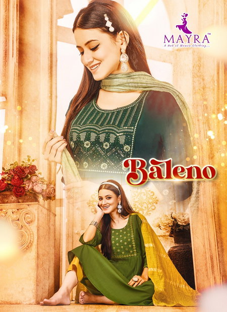 Baleno By Mayra Roman Silk Kurti With Bottom Dupatta Orders In India