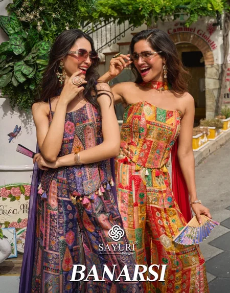 Banarsi By Sayuri Viscose Position Jacquard Silk Indo Western Collection