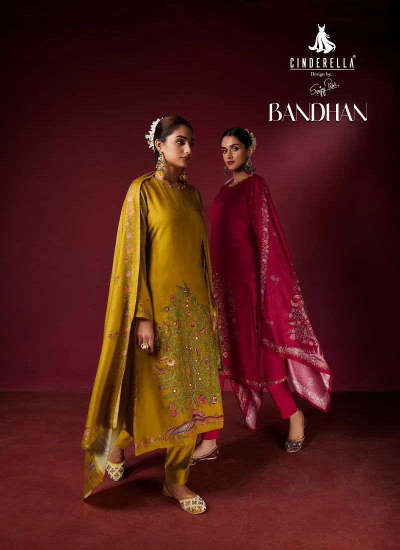 Bandhan By Cinderella Rasiyan Silk Printed Salwar Kameez Wholesale In India Catalog