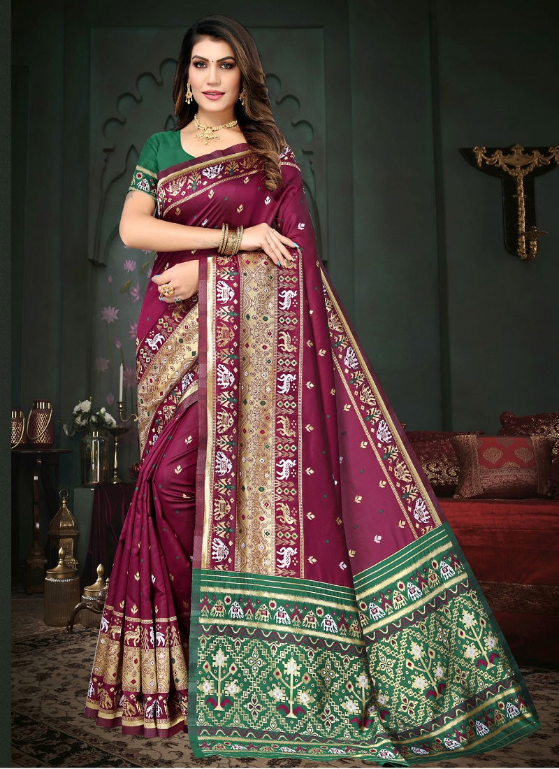 Bandhani Patola Saree By Dhruvi Designer Pure Lichi Silk With Rich ...