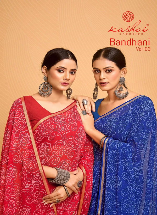 Bandhani Vol 3 By Kashvi Georgette Printed Sarees Wholesale Shop In Surat