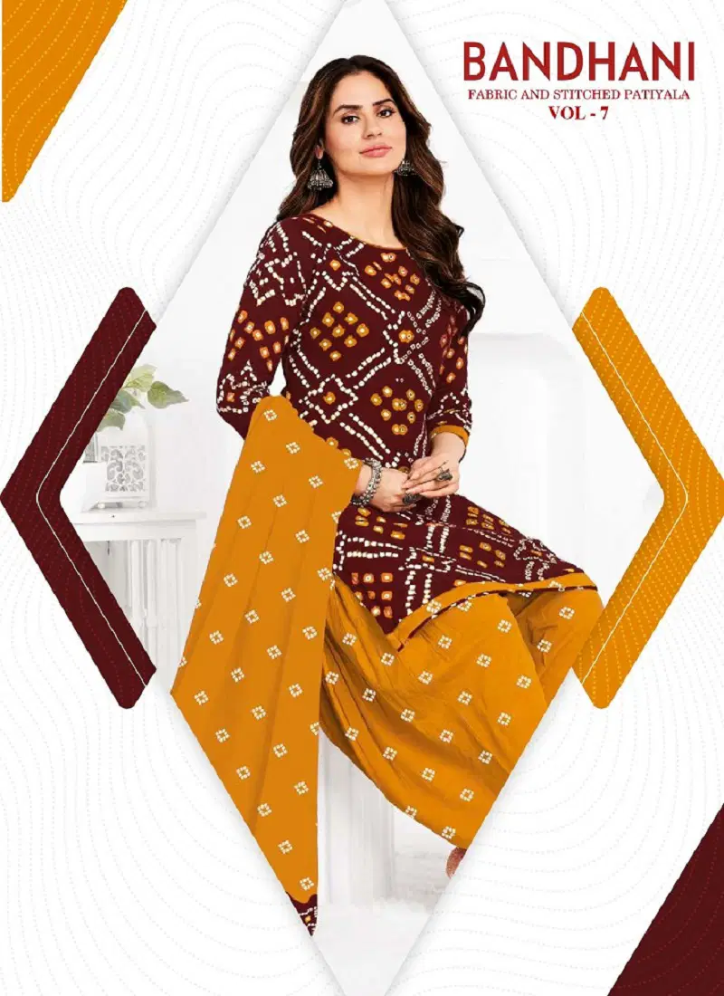 Bandhani Vol 7 By Ganpati Bandhani Printed Cotton Readymade Dress  Orders In India Catalog