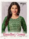 Bandhej Gown By Nysa Foil Print Long Anarkali Kurtis Wholesale Shop In Surat