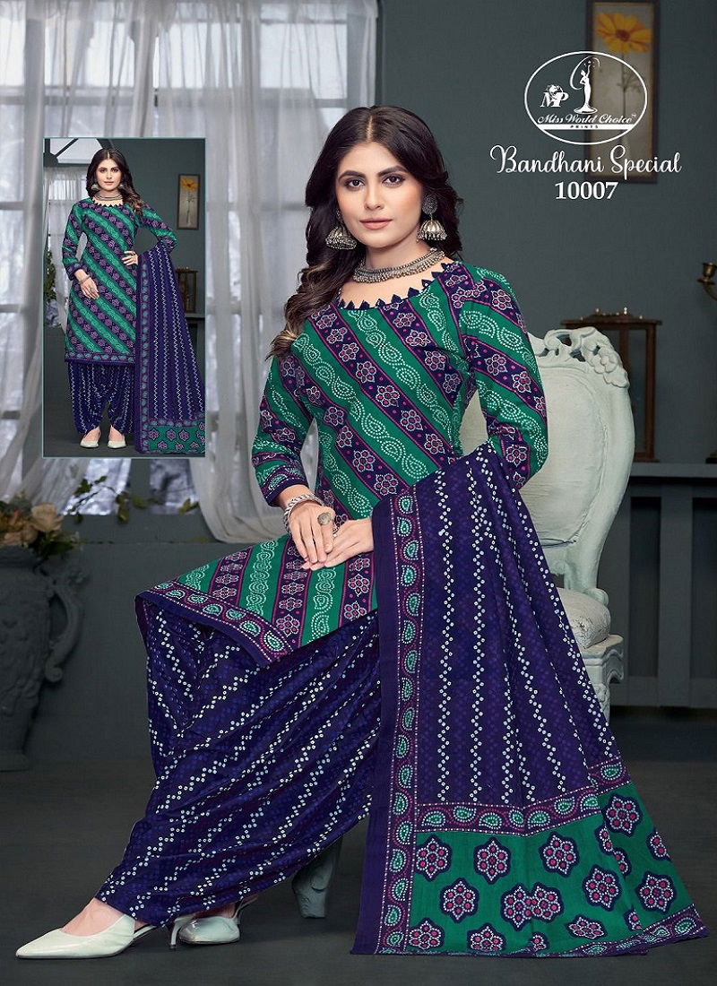 Bandhni Vol 10 By Miss World Printed Cotton Dress Material Suppliers In India
 Catalog