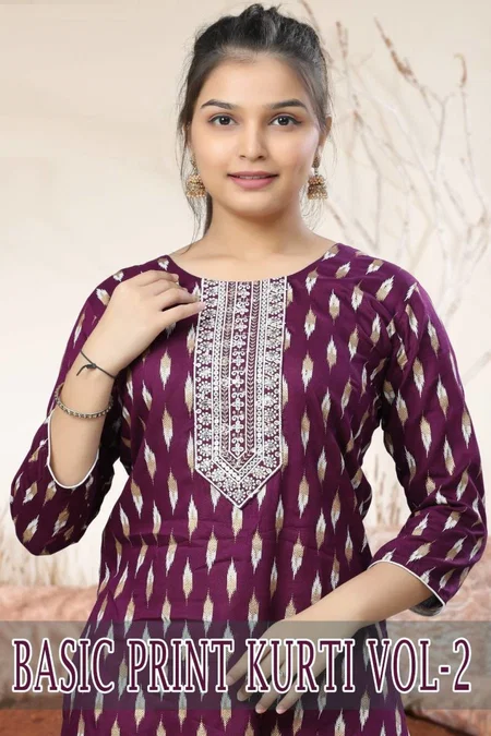 Basic Print Kurti Vol 2 Rayon Printed Kurti Wholesale Price In Surat