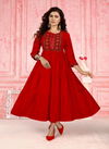 Beauty Menka New Fancy Festive Wear Heavy Rayon Long Fancy Kurti Collection