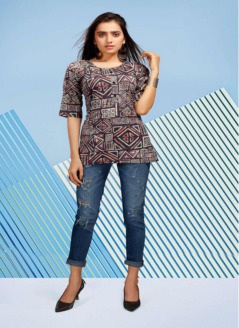 Beauty Queen Clock 2 New Fancy Wear Cotton Printed Ladies Top Collection Catalog