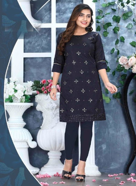 Beauty Queen Flora 2 Fancy Regular Wear Chanderi Cotton Designer Kurti Collection Catalog