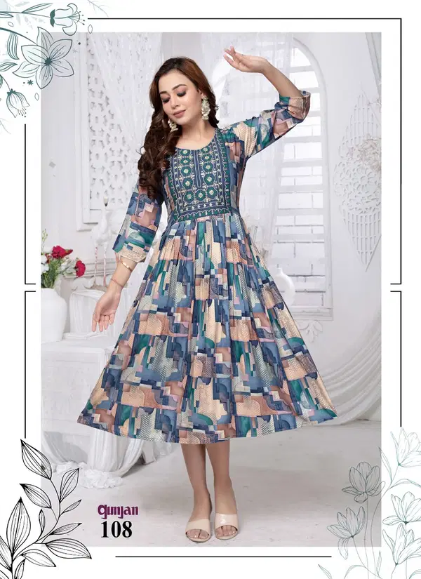 Beauty Queen Gunjan Vol 21 Rayon Anarkali Kurtis Wholesale Shop In Surat