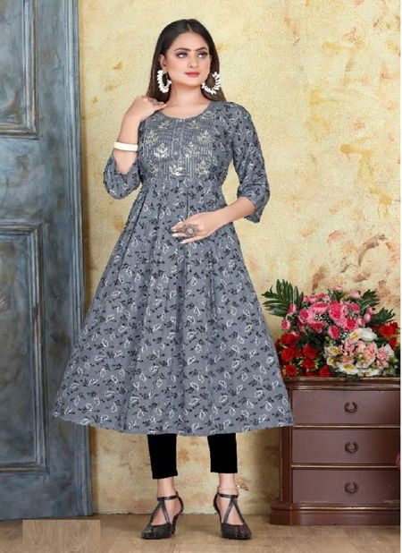 Beauty Queen Poppy1 Rayon Fancy Wear Latest Anarkali Kurti Collection Catalog