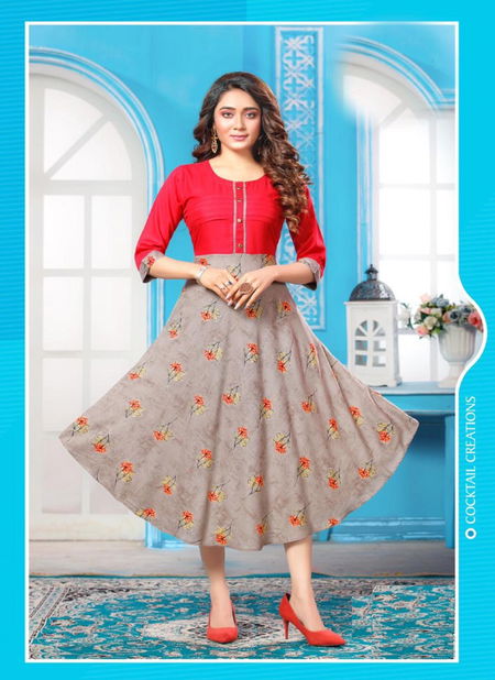 Beauty Queen Vandana Regular Wear Rayon Printed Anarkali Kurti Collection Catalog