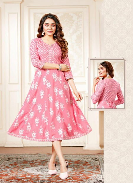 Beauty Queen Vihana Fancy Designer Ethnic Wear Rayon Anarkali Kurti Collection Catalog