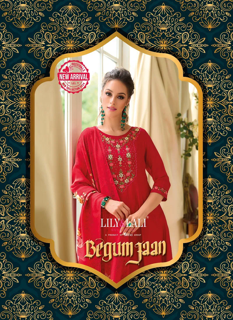 Begum Jaan By Lily And Lali Vichitra Silk Anarkali Kurti With Bottom Dupatta Wholesale Online Catalog