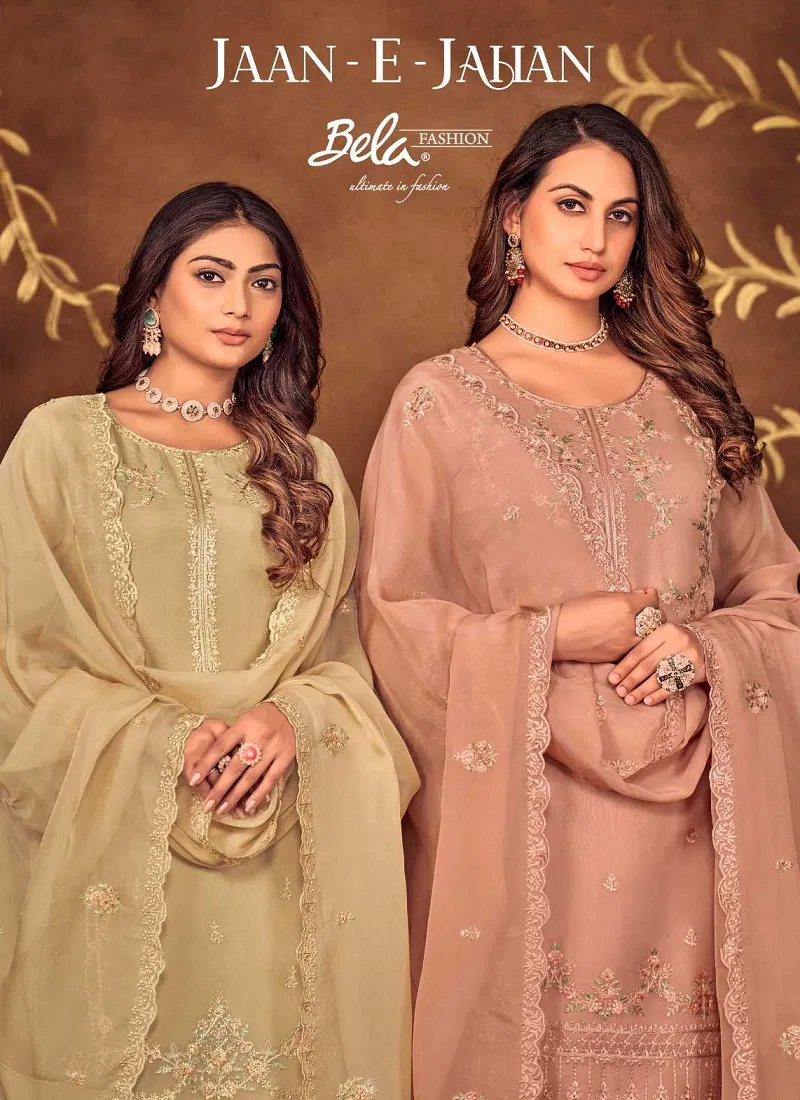 Jaan E Jahan By Bela Fancy Organza Dress Material Wholesale In India