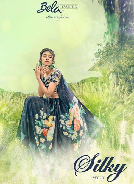 BELA SILKY VOL-7 Latest Fancy Festive Wear Satin Silk Digital Printed saree Collection Catalog