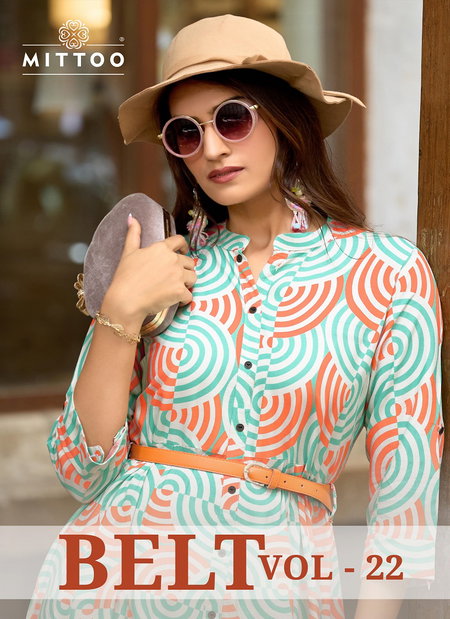 Belt Vol 22 By Mittoo Rayon Printed Desginer Online Kurtis Wholesale